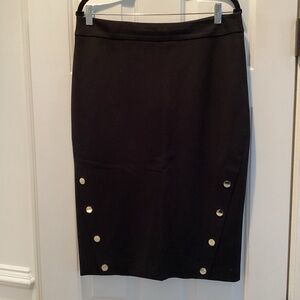 Ted Baker Black Pencil Skirt with Gold Button Detail TB Size 4 (US 10)